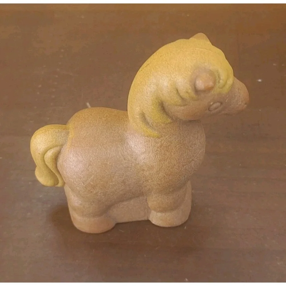 Talkin Tracks Brown Horse Faded Yellow Mane Figure 1973 Mattel Preschool Vintage